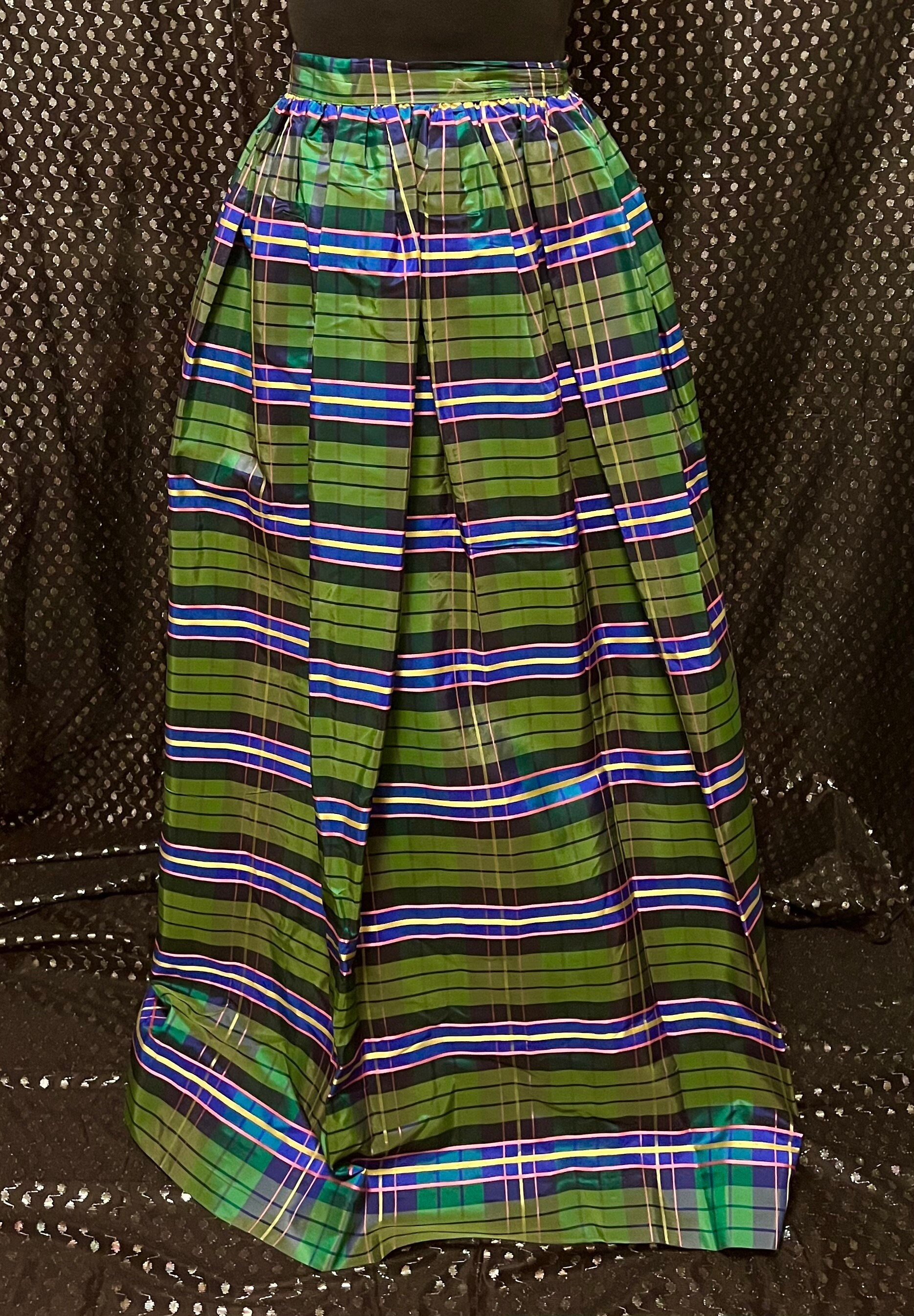 Green plaid taffeta skirt hotsell
