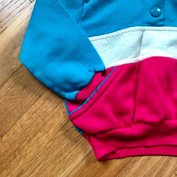 Toddler Hoodie fleece Sweatshirt Fuchsia Teal vin… - image 2