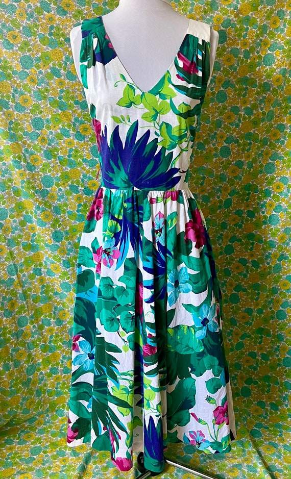 70s sundress/ Lanz sundress/ tropical floral print