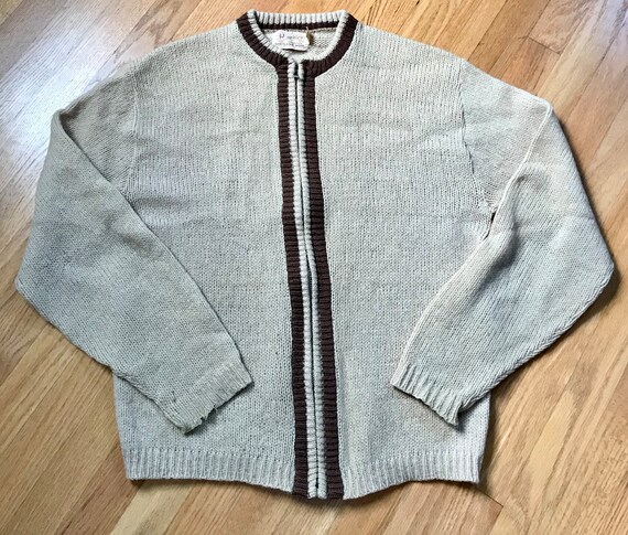 Shetland Wool/ Zipper Cardigan/ Thrashed Vintage/ 1960s/ Parkley 