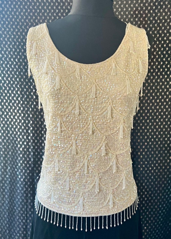 Shimmy shimmer tassel and sequin evening tank 1960