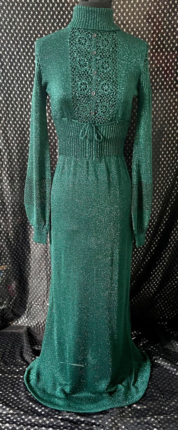 Glam emerald green goddess dress holiday sparkle v