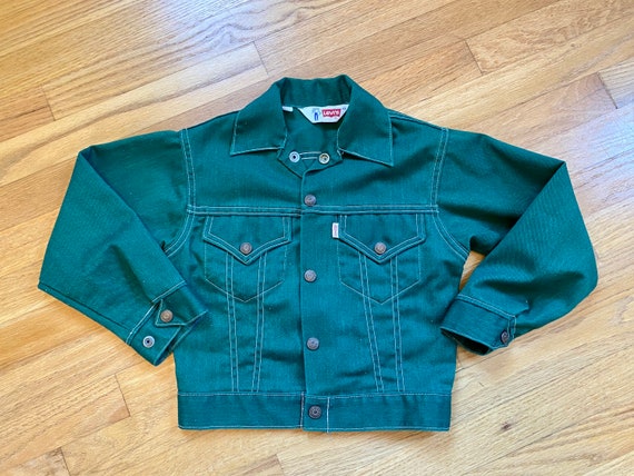 Levi’s Denim Jacket Little e Dark Green Kids 10 v… - image 1