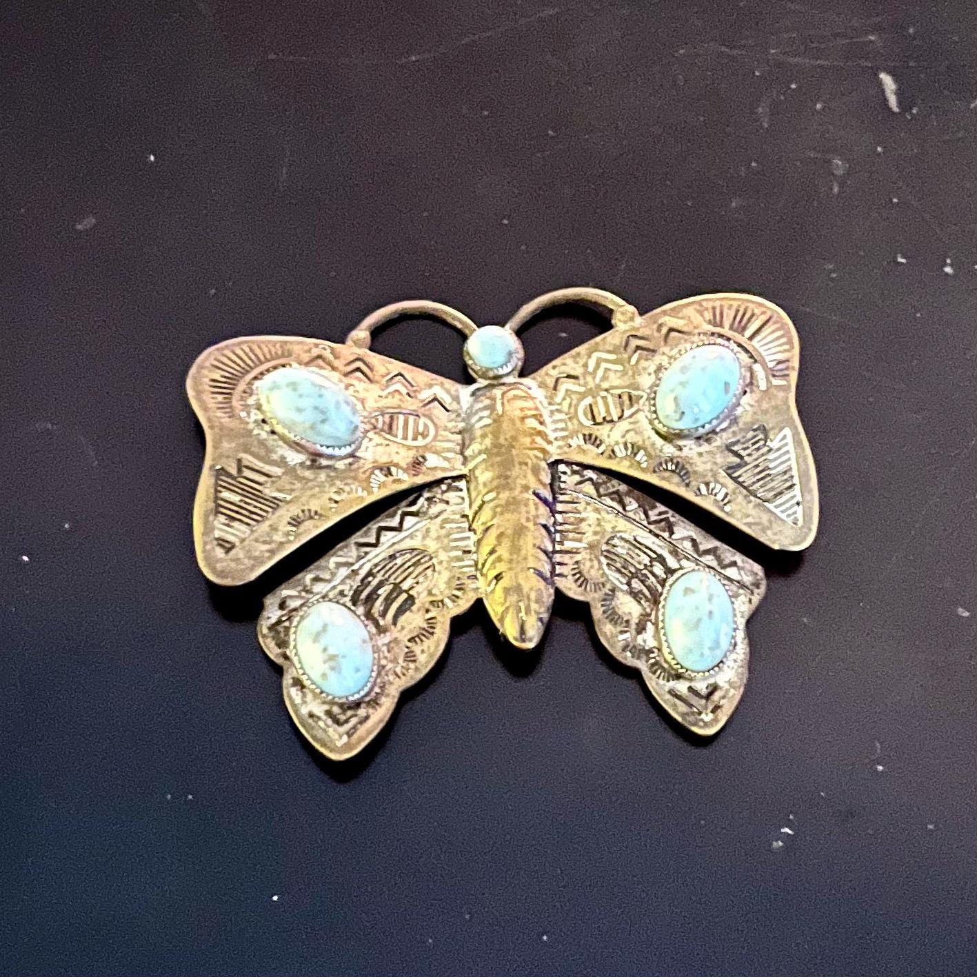 Navajo Silver Butterfly Brooch - Etsy