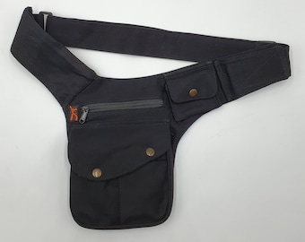 Tasca Marsupio, Axelväska, Utility Belt, Festivalbälte, Benväska, Pouch Bag, Höftväska, Pocket - LaTaska.it - Two Button Model Jeans - Nero/Svart