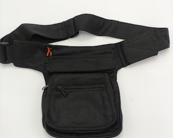 Tasca Marsupio, Tracolla, Utility, Festival Belt, Leg Bag, Pouch Bag, Hip Bag, porta passaporto  LaTaska.it - Round Model Jeans Nero/Black