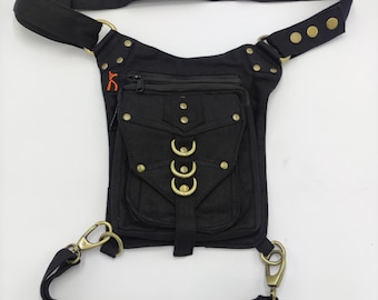 Pouch Bag, Shoulder Bag, Utility Belt, Festival Belt, Leg Bag, Pouch Bag, Pocket Belt LaTaska.it - Leg Pocket Model Jeans - black/black