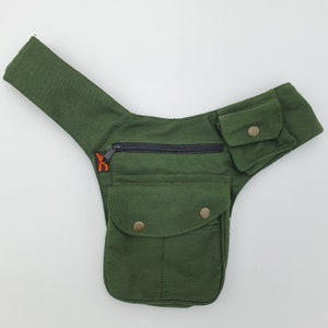 Tasca Marsupio, Tracolla, Utility Belt, Festival Belt, Hip Bag, Pocket Belt, Holster - LaTaska.it - Two Button Model Jeans - Verde/Green