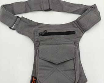 Pouch Bag, Shoulder Bag, Utility Belt, Festival Belt, Leg Bag, Pouch Bag, Pocket Belt - LaTaska.it - Soft Cotton Model - Grey/Grey