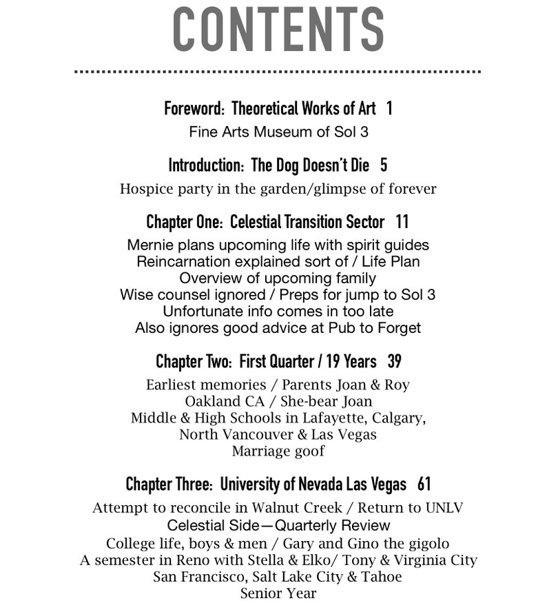 May include: A black and white text-based document with the title "CONTENTS" and a list of chapters and sub-chapters. The document outlines the contents of a book or publication.
