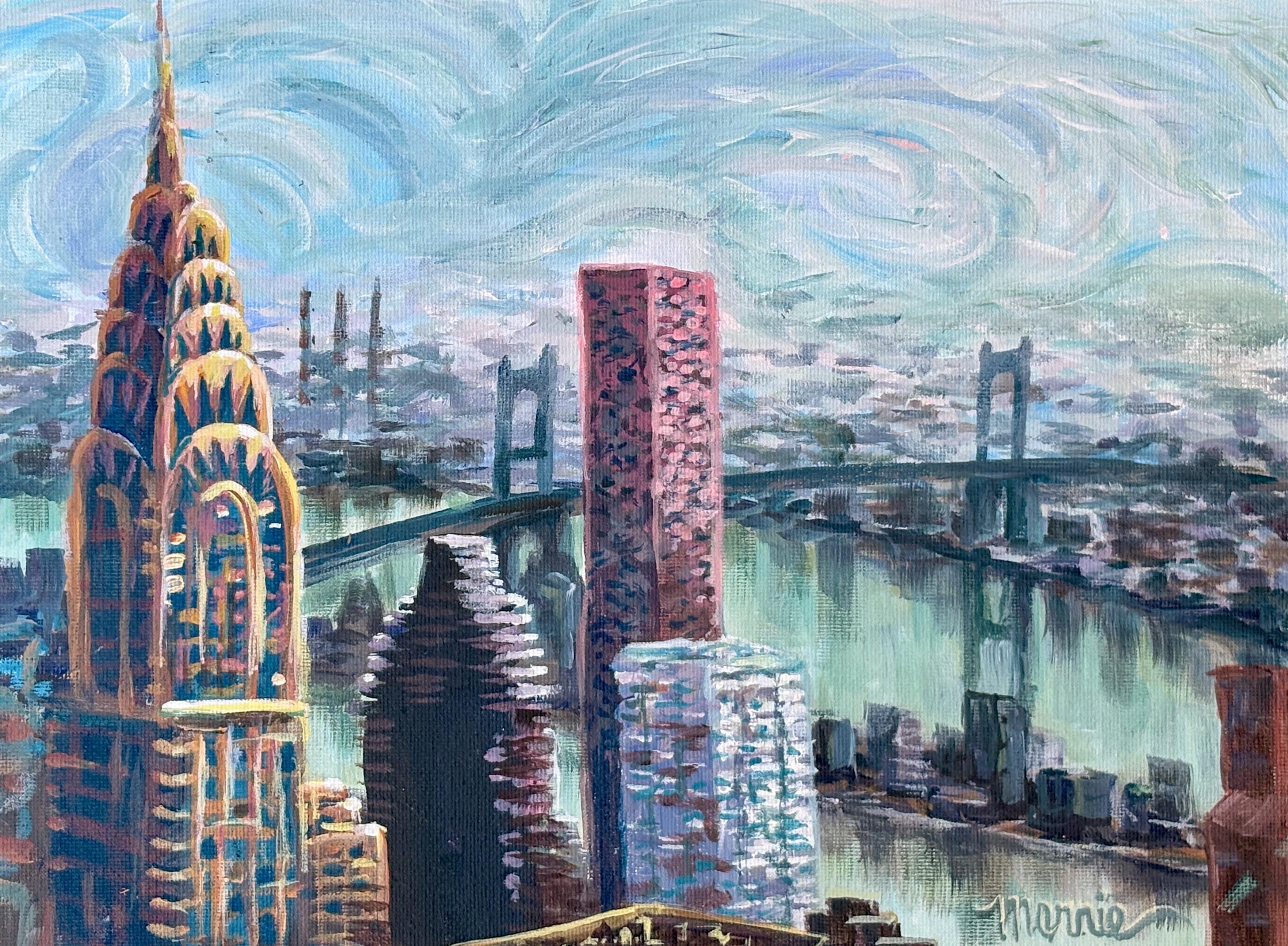 New York Skyline Acrylic Painting - Etsy