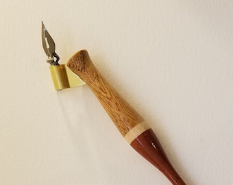 Texas Ebony American Holy and Mahogany oblique pen holder