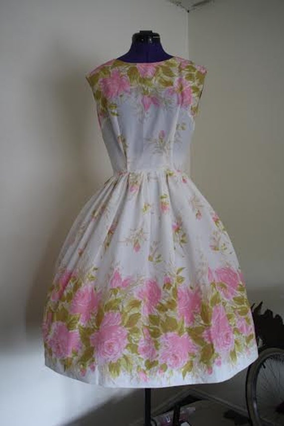 Vintage Floral Tea Length Dress