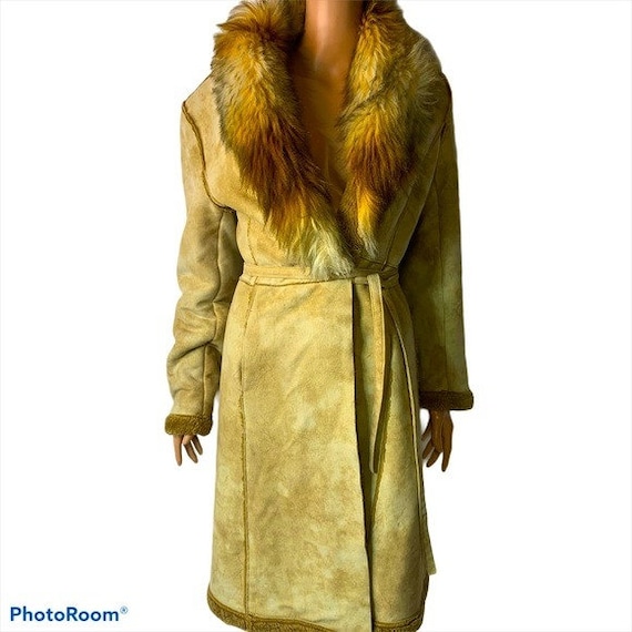 Made In Italy faux suede/fur tan coat SZ Small - image 1