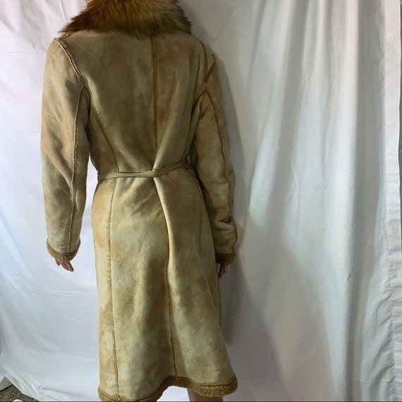 Made In Italy faux suede/fur tan coat SZ Small - image 2