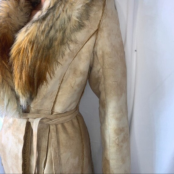 Made In Italy faux suede/fur tan coat SZ Small - image 3