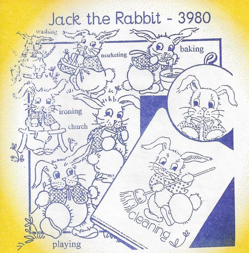 Aunt Martha's Embroidery Transfer - 3980 Jack the Rabbit - Etsy