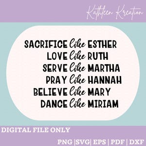 Women of the Bible SVG, Christian, Bibicial, Bible SVG, Ester, Ruth, Martha, Hannah, Mary, Miriam, Cut file, Cricut, Silhouette, Starcraft
