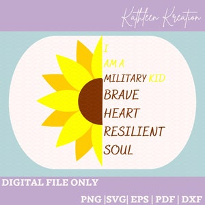 Military Kid Sunflower SVG, Cutting Machine, Cricut File, Silhouette File