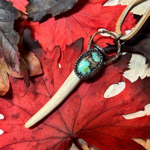 Deer Antler Necklace with semiprecious gemstones set in sterling silver/Woodland Jewelry/Handmade Pendant/Antler Necklace