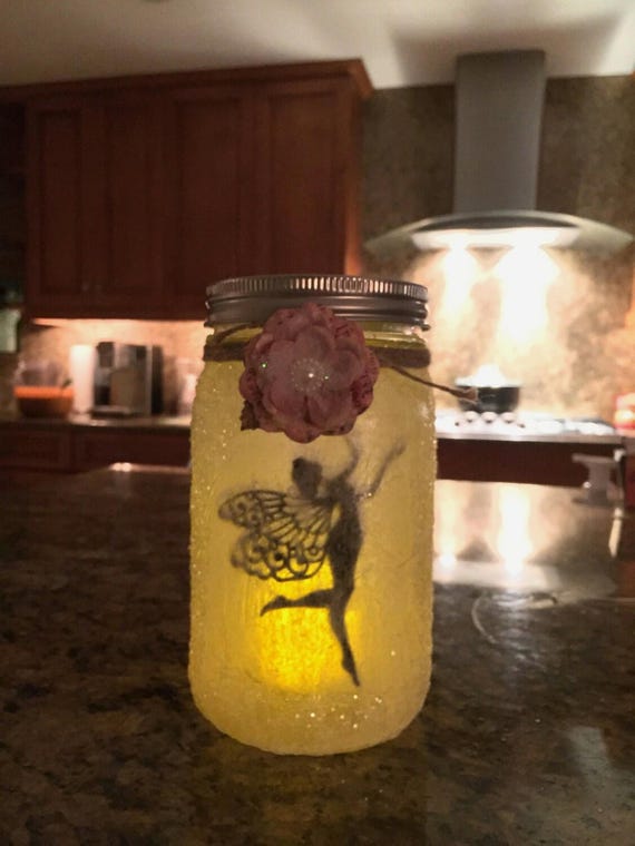 Fairy Lantern Jar – Lighted Whimsical Decor, Handmade Night Light
