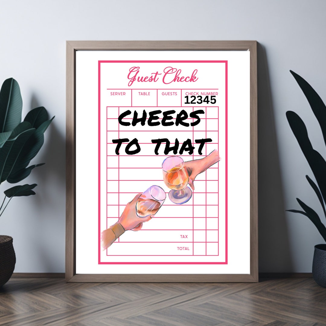 Cheers to That! Guest Check Poster - Rustic Vintage Print for Alcohol ...