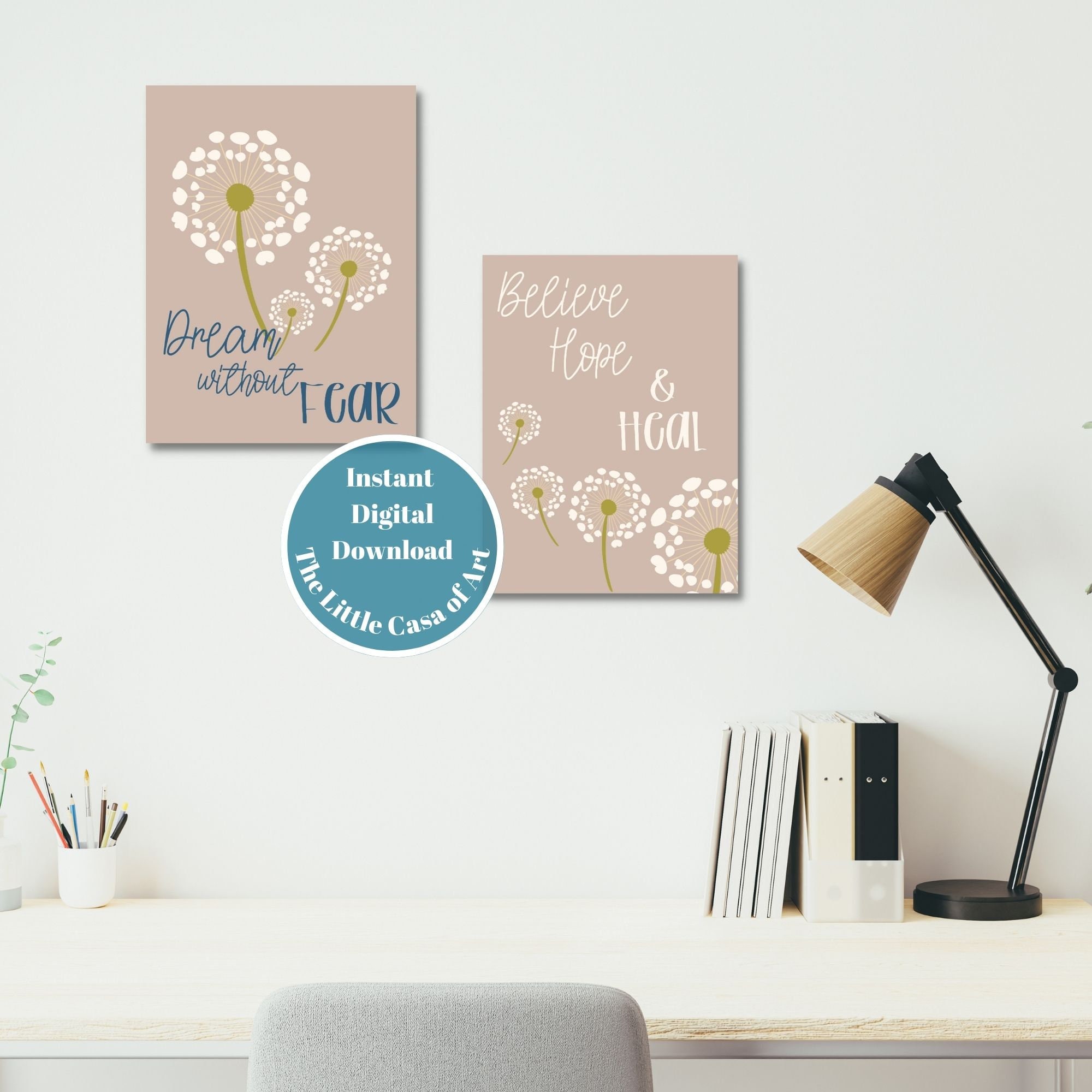 Dandelion Wall Art Set, Life Quote Wall Art Printable, Large Quote Wall