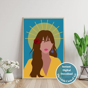 Latina Wall Art, Latino Art, Printable Wall Art Spiritual, Feminist Art Print, Latina Digital Print, Hispanic Office Decor, Home Decore
