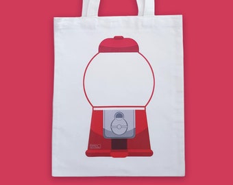 Gumball Machine White Tote Bag | Pin Your Own Merch | Cute & Kawaii Anime Otaku Geek Gifts | Made to Order