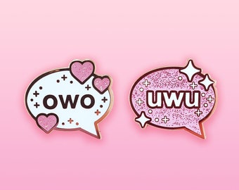 OwO UwU Emote Kaomoji Rose Gold Hard Enamel Pin | Cute and Kawaii | Gifts & Accessories