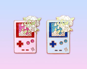 Flower Gameboy Enamel Pins | Geek Gifts & Accessories | Cute and Kawaii | Gamer Aesthetic