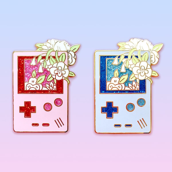 Flower Gameboy Enamel Pins | Geek Gifts & Accessories | Cute and Kawaii | Gamer Aesthetic