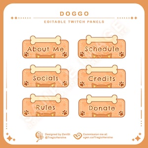 Cute Doggo Twitch Panels | Stream Assets | Vtuber | Streamer | Shiba Inu