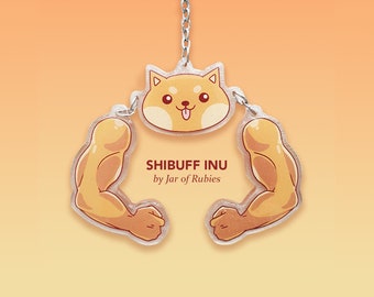 Muscular Shiba Inu Dog Funny Meme Acrylic Charm Keychain