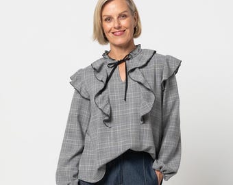 Sizes 10 - 22 (AU/UK) Cendrine Woven Blouse Set - PDF sewing pattern | Women's Frill Blouse | Style Arc Patterns