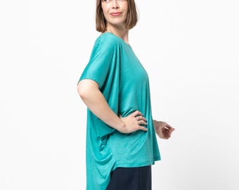 Style Arc | Sizes 4 - 16 | Venn Knit Tunic Top Sewing Pattern | PDF sewing pattern for printing at home or print store