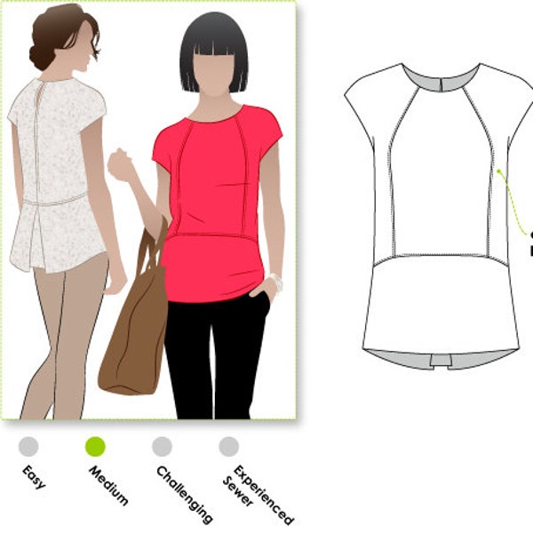 Rosie Top - Sizes 4, 6, 8 - Women's Sewing Pattern - Woven Top PDF Sewing Pattern by Style Arc