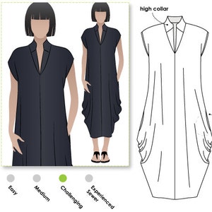 Toni Designer Dress Sizes 8, 10, 12 Side-drape Dress PDF Dress Pattern by Style Arc Instant Download Sewing Project image 1