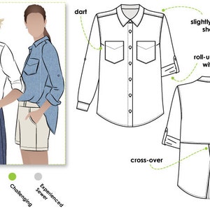 Roxy Shirt Sizes 22, 24, 26 PDF Dress Sewing Pattern for Printing at ...