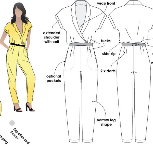 Eliane Woven Jumpsuit - Sizes 8, 10, 12 - PDF sewing pattern for printing at home by Style Arc / House of Pinheiro - Instant Download