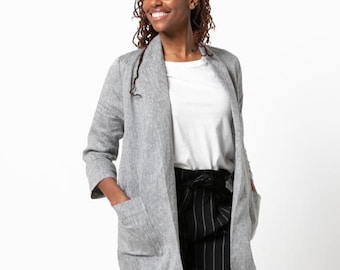 Loren Jacket, PDF sewing pattern | Shawl Collar Jacket | Sizes 04 - 16 (AU/UK)