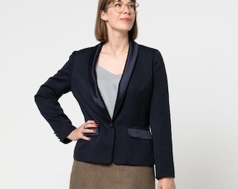Style Arc | Sizes 18 - 30 | Bronnie Tuxedo Jacket | PDF pattern for printing at home or print store