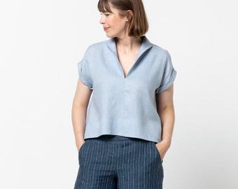 Style Arc | Sizes 18 - 30 | Teddy Designer Top Pattern | PDF sewing pattern for printing at home or print store