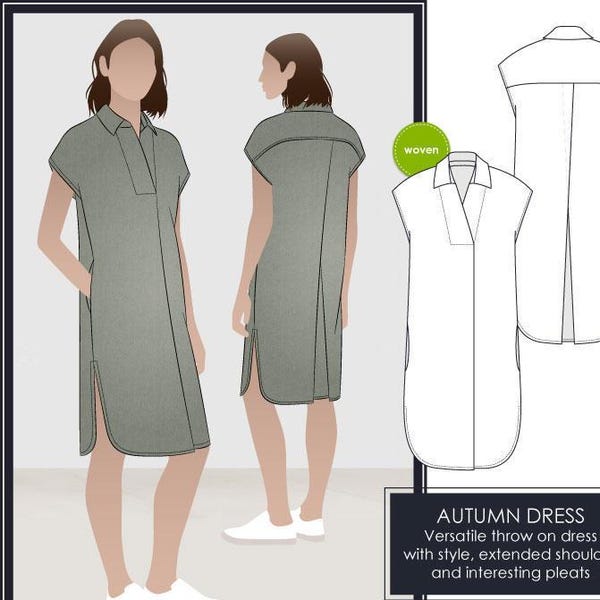 Style Arc Sewing Pattern - Autumn Dress - Sizes 12, 14, 16 - Women's Slip On Dress - PDF Sewing Pattern
