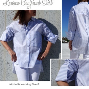 Style Arc Sewing Pattern - Lauren Boyfriend Shirt - Sizes 10, 12, 14 - PDF sewing pattern for printing at home for instant download