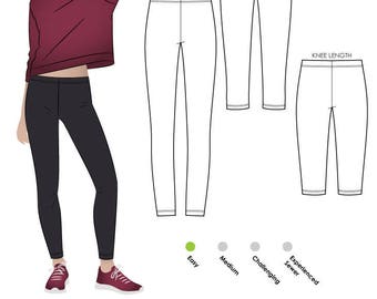 PRINTSHOP only (not tiled) - Laura Knit Legging - Sizes 14, 16 & 18-Women's PDF sewing pattern Style Arc // DIY clothing // Sewing Projects