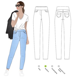 Blakley Stretch Jeans // Sizes 6, 8 & 10 // Style Arc Women's Sewing Pattern for Instant Download