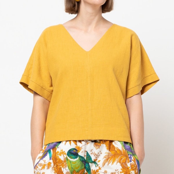 Style Arc | Sizes 10 - 22 | Joan Woven Top | PDF pattern for printing at home or print store