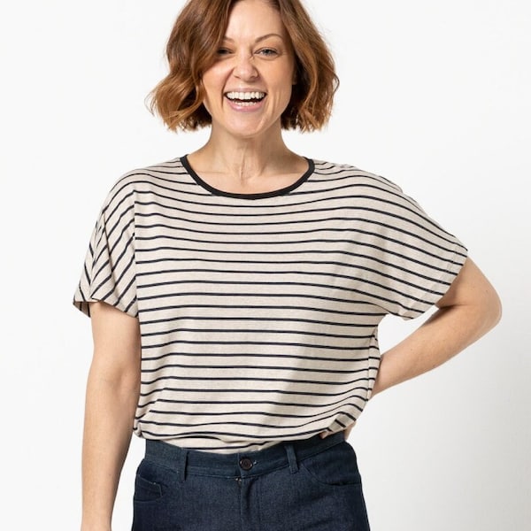 Style Arc / Tallas 10 - 22 / Patrón de camiseta de punto Besharl / Patrón en PDF para imprimir en casa o en una imprenta.
