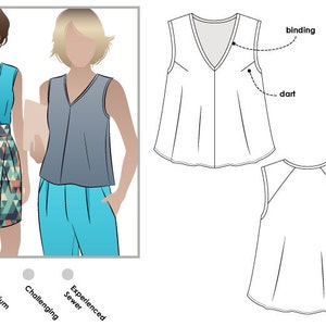 Vicki Top Pattern - Sizes 16, 18, 20 - Women's PDF Top Sewing Pattern by Style Arc